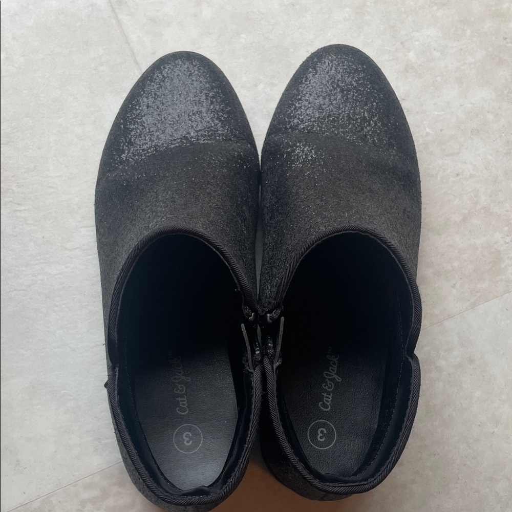 Black Glitter Ankle Boots